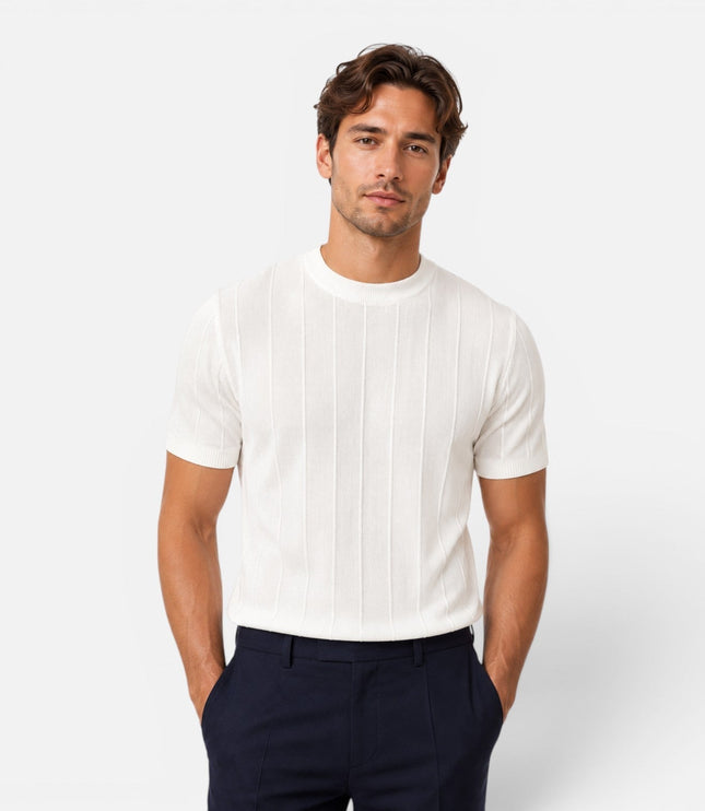 Men's Slim Fit Ribbed Knit T-Shirt
