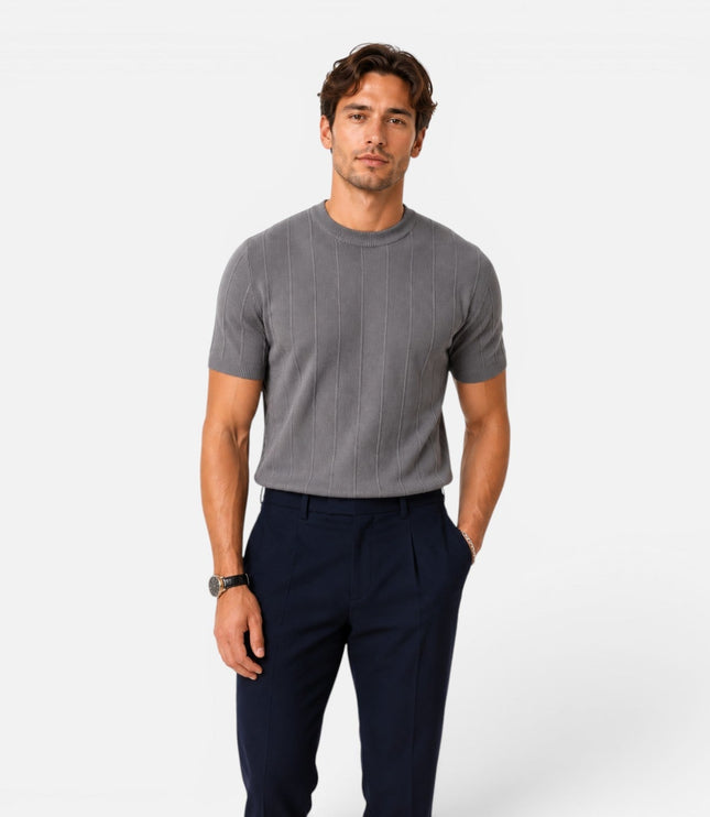 Men's Slim Fit Ribbed Knit T-Shirt