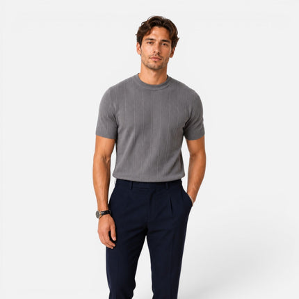 Men's Slim Fit Ribbed Knit T-Shirt