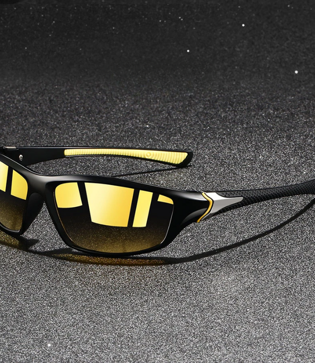 Men's Sport Wrap Sunglasses with Contrast Temple Stripe
