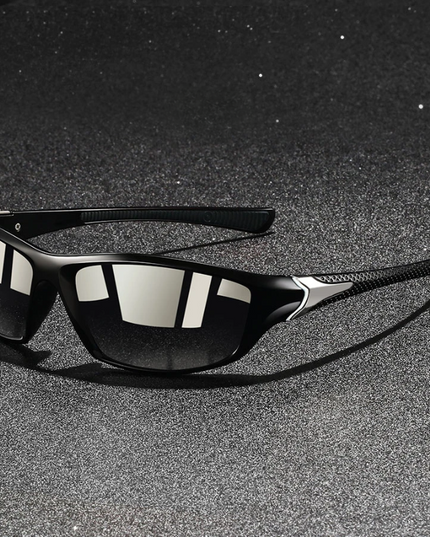Men's Sport Wrap Sunglasses with Contrast Temple Stripe