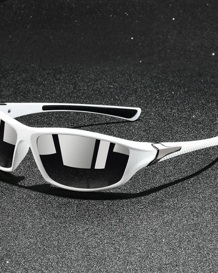 Men's Sport Wrap Sunglasses with Contrast Temple Stripe