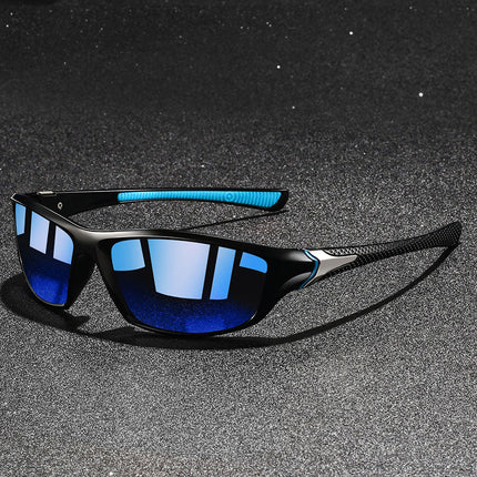 Men's Sport Wrap Sunglasses with Contrast Temple Stripe