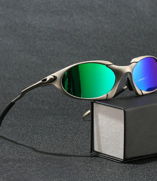 Men's Sporty Wraparound Sunglasses with Mirrored Lenses