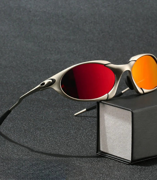 Men's Sporty Wraparound Sunglasses with Mirrored Lenses