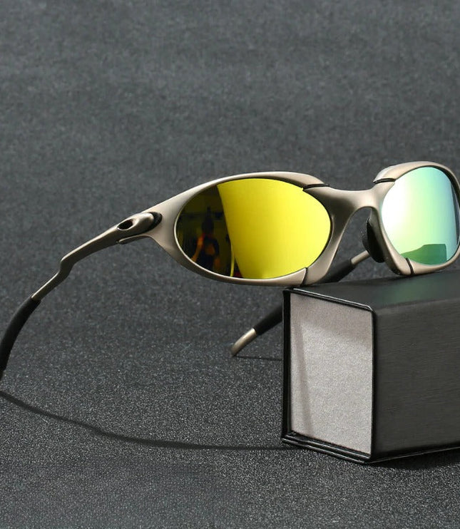 Men's Sporty Wraparound Sunglasses with Mirrored Lenses