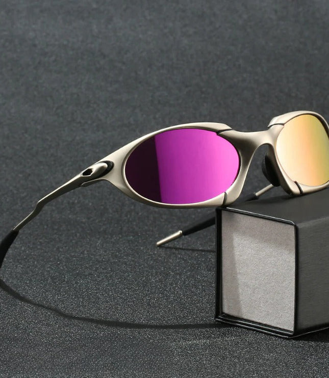 Men's Sporty Wraparound Sunglasses with Mirrored Lenses