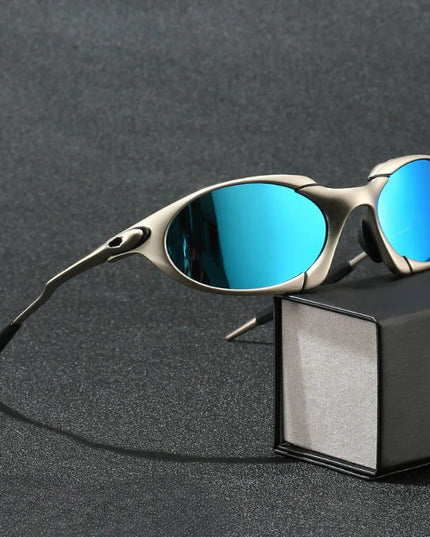 Men's Sporty Wraparound Sunglasses with Mirrored Lenses