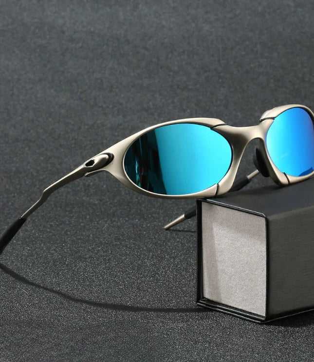 Men's Sporty Wraparound Sunglasses with Mirrored Lenses