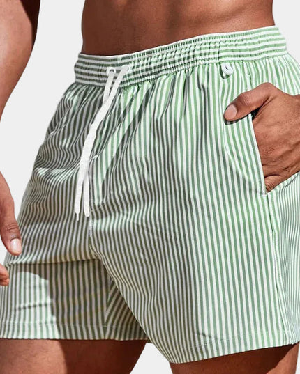 Men's Striped Shorts with Elastic Drawstring Waist