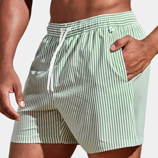 Men's Striped Shorts with Elastic Drawstring Waist