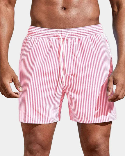 Men's Striped Shorts with Elastic Drawstring Waist