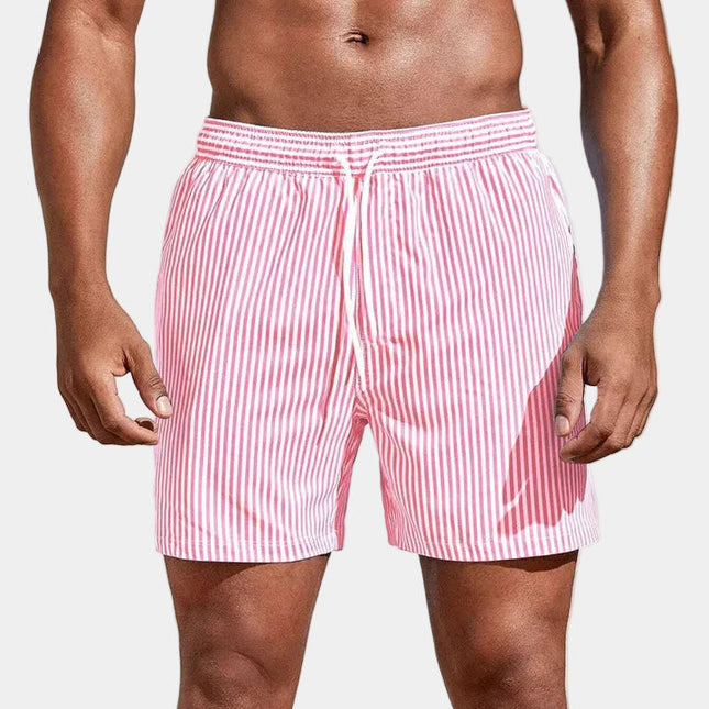 Men's Striped Shorts with Elastic Drawstring Waist
