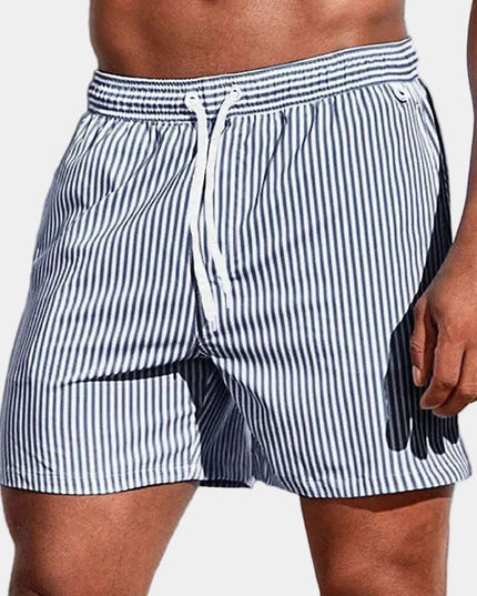 Men's Striped Shorts with Elastic Drawstring Waist