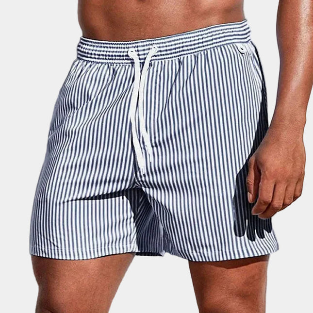 Men's Striped Shorts with Elastic Drawstring Waist