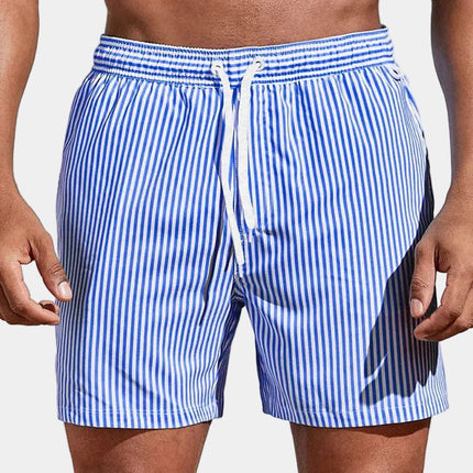 Men's Striped Shorts with Elastic Drawstring Waist