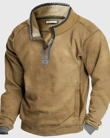 Men's Suede-Look Quarter-Snap Pullover