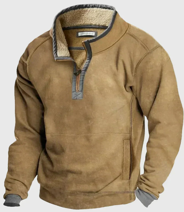 Men's Suede-Look Quarter-Snap Pullover
