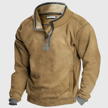 Men's Suede-Look Quarter-Snap Pullover