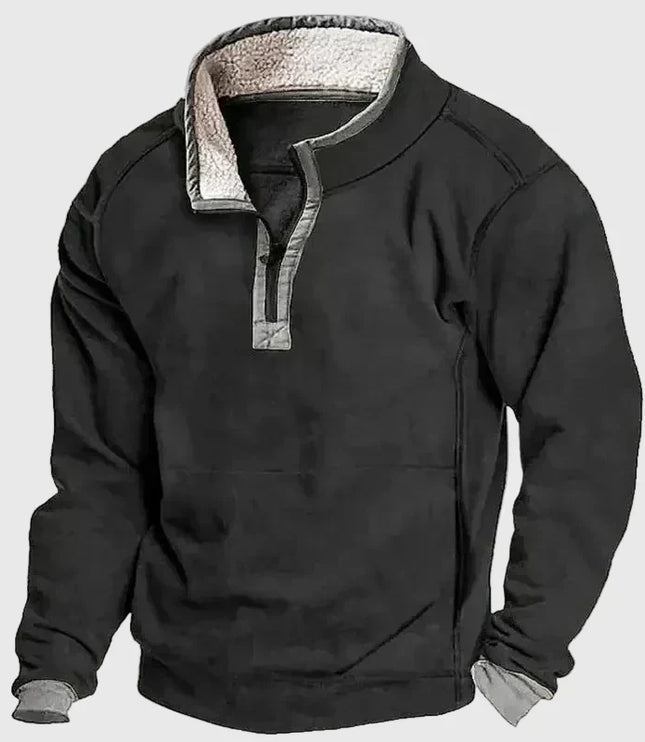 Men's Suede-Look Quarter-Snap Pullover