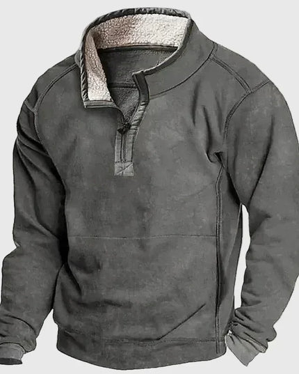Men's Suede-Look Quarter-Snap Pullover