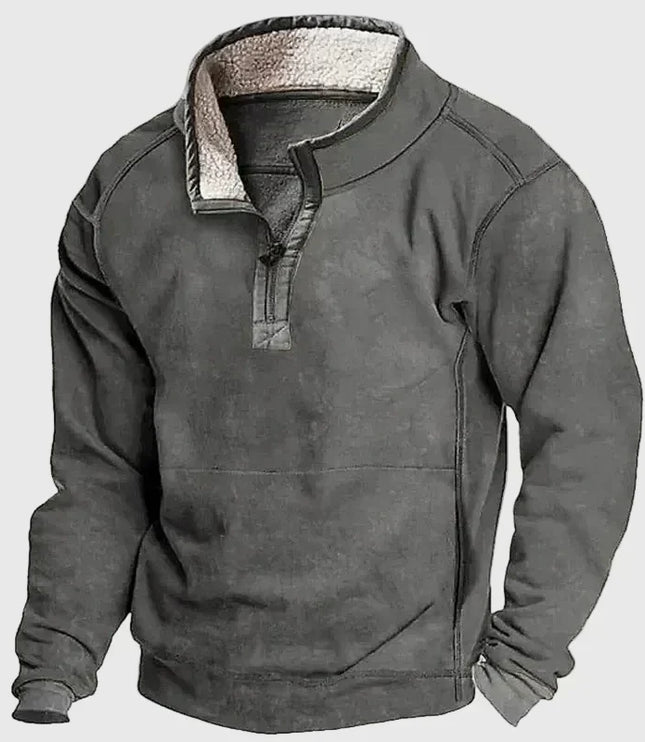 Men's Suede-Look Quarter-Snap Pullover
