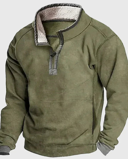 Men's Suede-Look Quarter-Snap Pullover