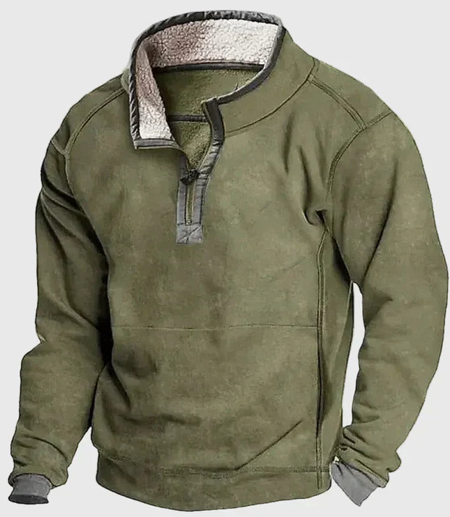 Men's Suede-Look Quarter-Snap Pullover