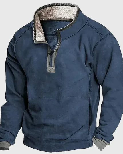 Men's Suede-Look Quarter-Snap Pullover
