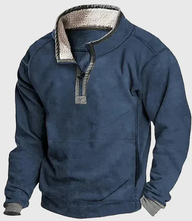 Men's Suede-Look Quarter-Snap Pullover