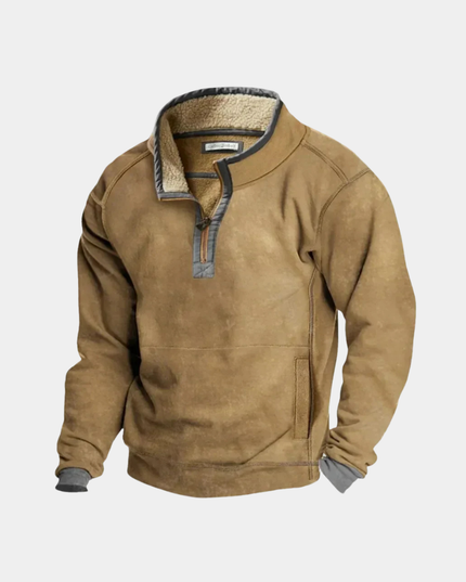 Men's Suede-Look Quarter-Snap Pullover