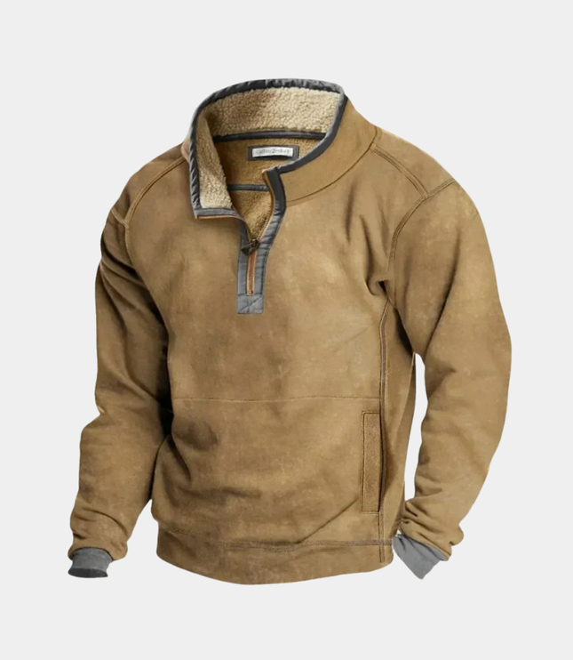 Men's Suede-Look Quarter-Snap Pullover