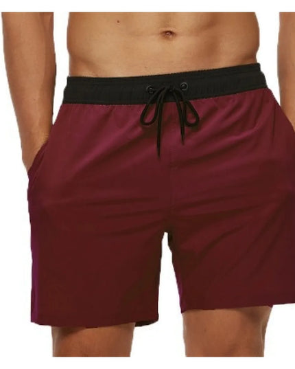 Men's Swim Shorts with a Contrast Waistband and Drawstring