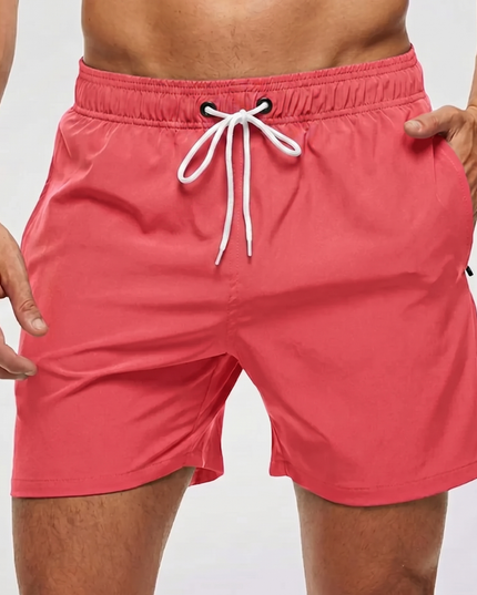 Men's Swim Shorts with a Contrast Waistband and Drawstring