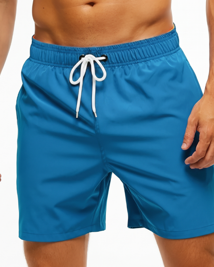 Men's Swim Shorts with a Contrast Waistband and Drawstring