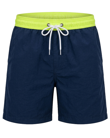 Men's Swim Shorts with a Contrast Waistband and Drawstring