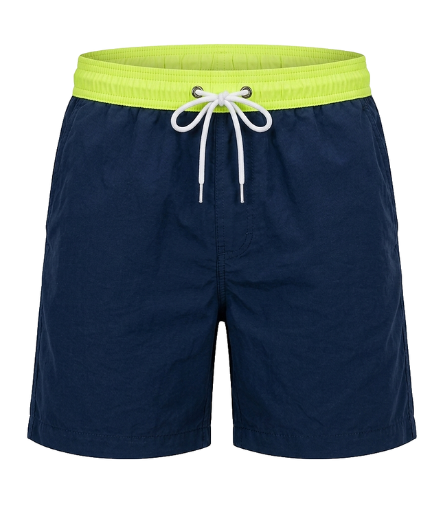 Men's Swim Shorts with a Contrast Waistband and Drawstring