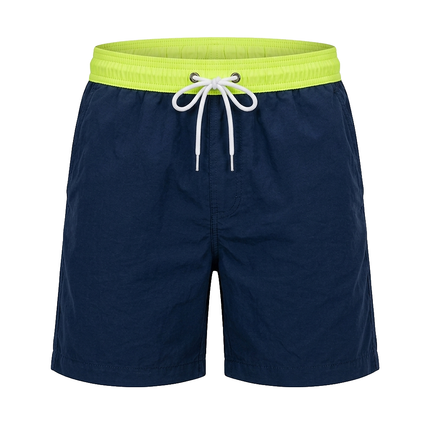 Men's Swim Shorts with a Contrast Waistband and Drawstring