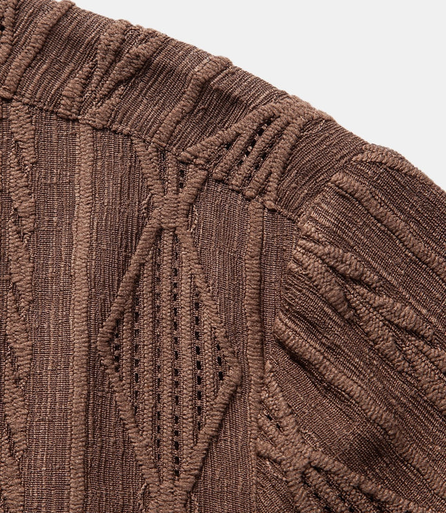 Men's Textured Summer Shirt with Camp Collar and Short Sleeves