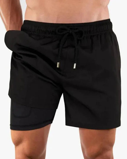 Men's Tropical Print Swim Shorts with Mesh Pocket