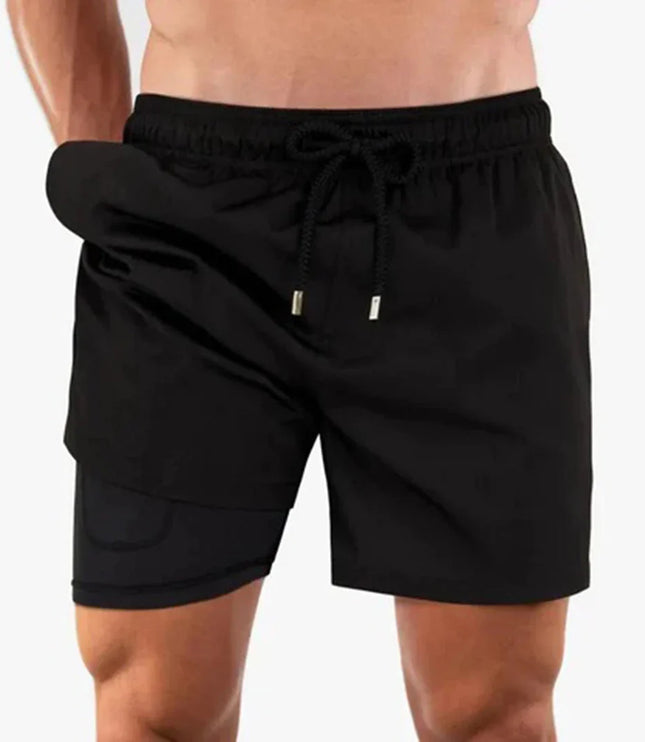 Men's Tropical Print Swim Shorts with Mesh Pocket