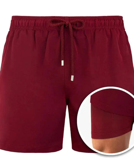 Men's Tropical Print Swim Shorts with Mesh Pocket