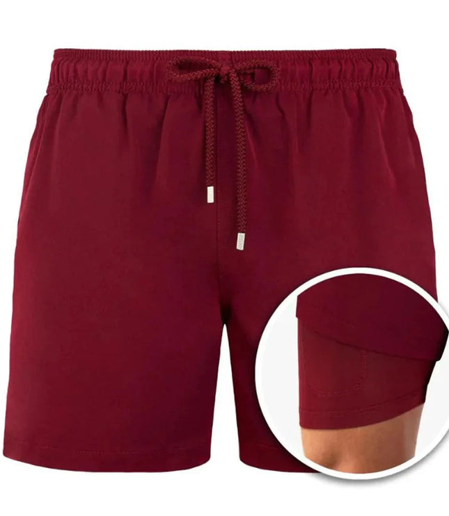 Men's Tropical Print Swim Shorts with Mesh Pocket