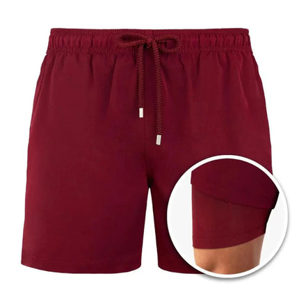 Men's Tropical Print Swim Shorts with Mesh Pocket