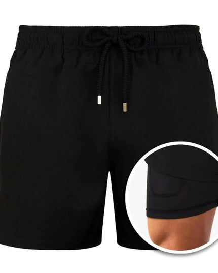 Men's Tropical Print Swim Shorts with Mesh Pocket