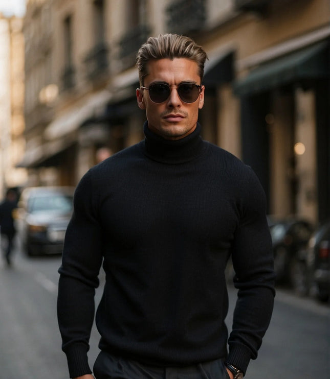 Men's Turtleneck Jumper in a Fine Knit