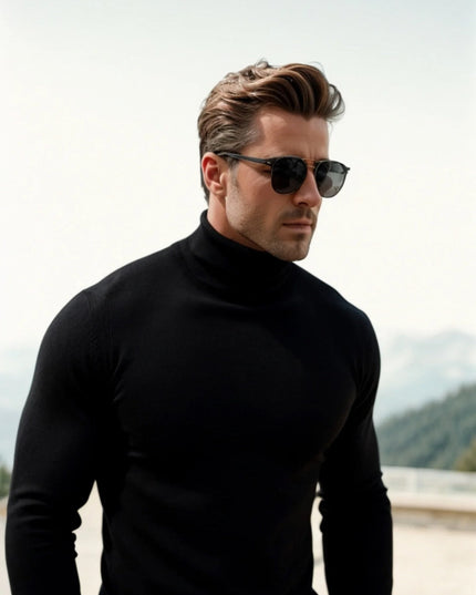 Men's Turtleneck Jumper in a Fine Knit