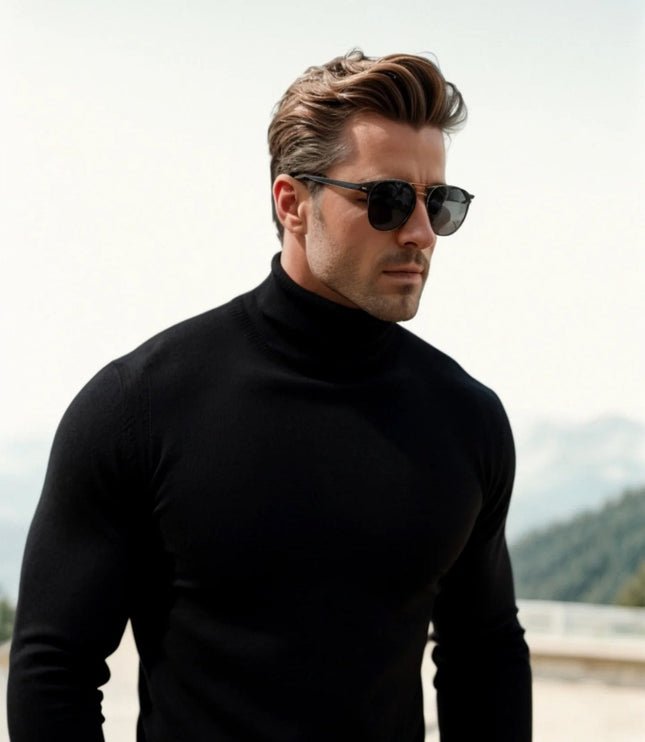 Men's Turtleneck Jumper in a Fine Knit