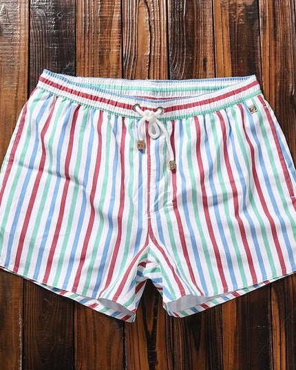 Men's Vertical Stripe Drawstring Swim Shorts