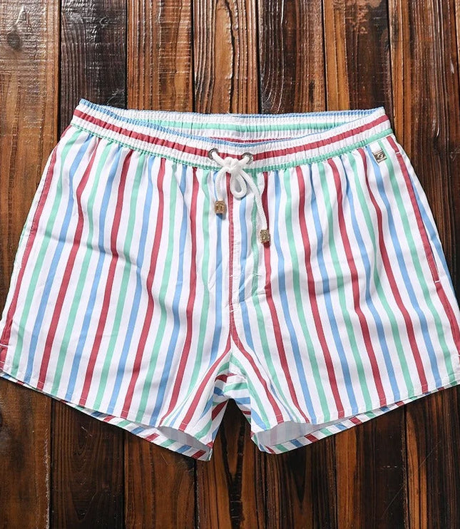 Men's Vertical Stripe Drawstring Swim Shorts